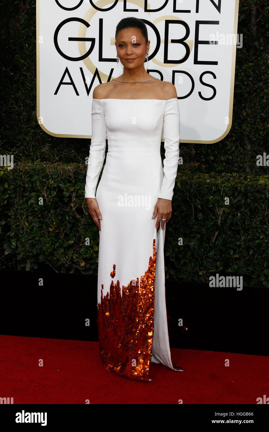 Beverly Hills, uns. 8. Januar 2017. Thandie Newton kommt bei der 74. Annual Golden Globe Awards, Golden Globes in Beverly Hills, Los Angeles, USA, im 8. Januar 2017. Foto: Hubert Boesl Photo: Hubert Boesl / / Dpa/Alamy Live News Stockfoto