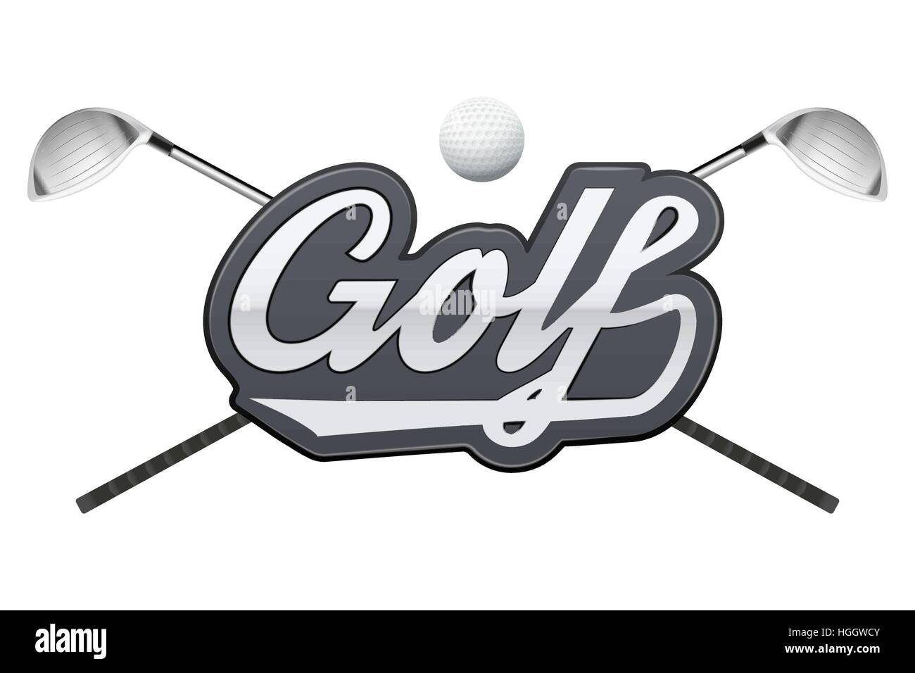 Golf-Etikette mit Clubs und Tag. Sport-Symbol. Vektor-Illustration isoliert auf weißem Hintergrund. Stock Vektor