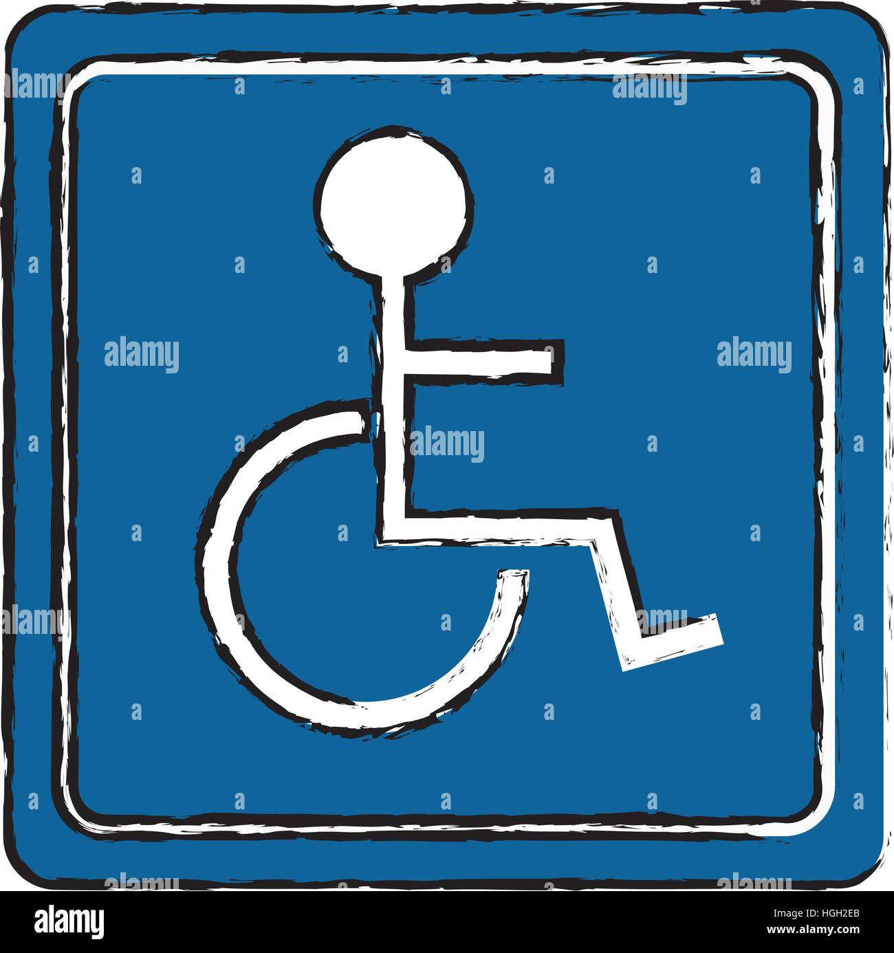 Zeichnung behinderten Rollstuhl Zeichen Straße Stock Vektor