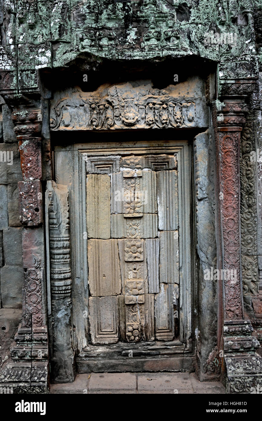 Ta Prohm Kambodscha im Bayon-Stil weitgehend im späten 12. und frühen 13. Jahrhundert erbaut und ursprünglich als Rajavihara. (Angkor Komplex verschiedene archäologische Hauptstädte Khmer Reich 9-15. Jahrhundert) Stockfoto