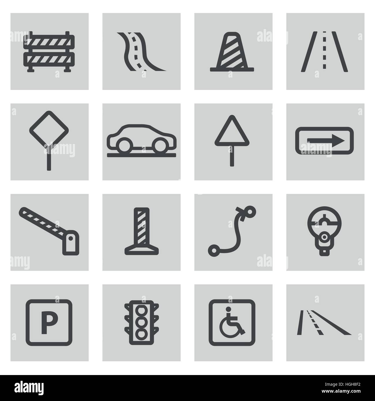 Vektor-Linie Straße Icons set Stock Vektor