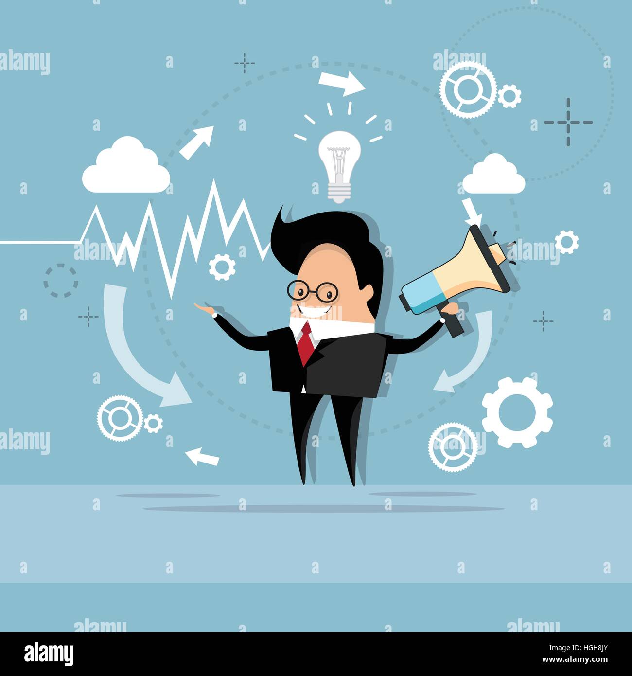 Business-Mann halten Megaphon Lautsprecher digitales Marketingkonzept Stock Vektor
