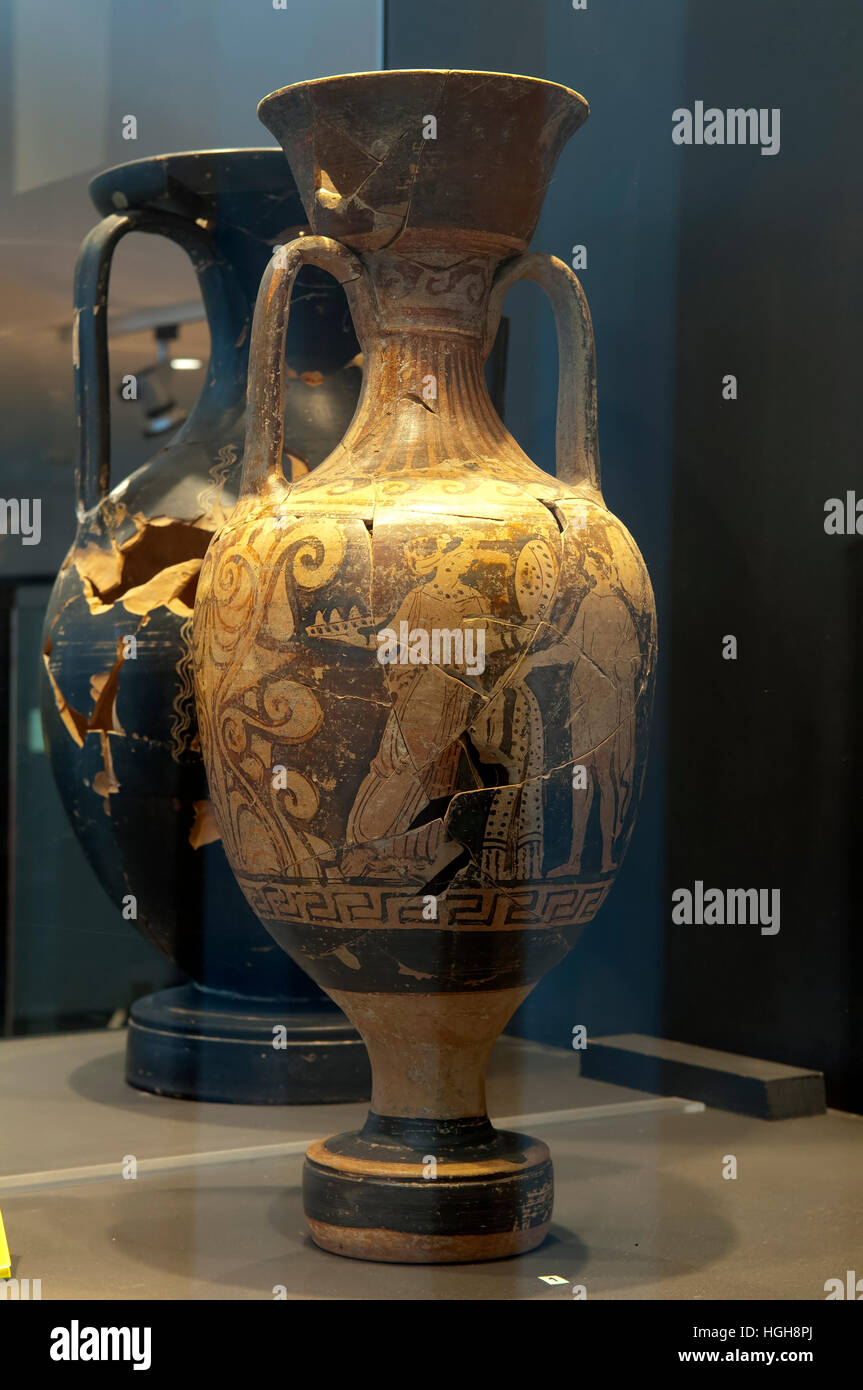 Antike griechische Amphoren, National Museum of Archaeology Grumento, Basilikata, Italien Stockfoto