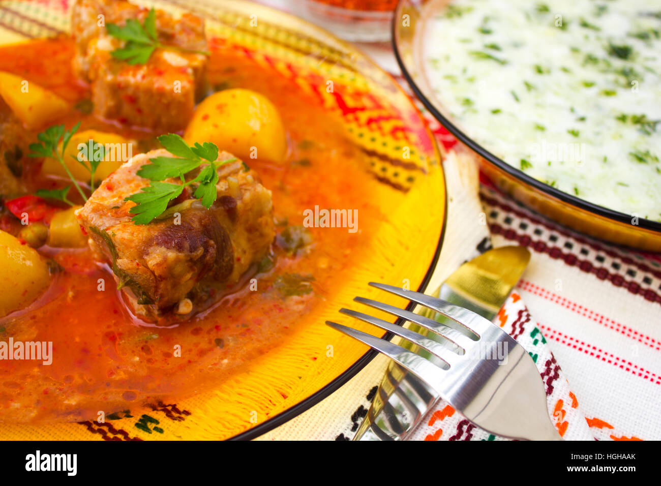 Leckeres Essen im Restaurant closeup Stockfoto