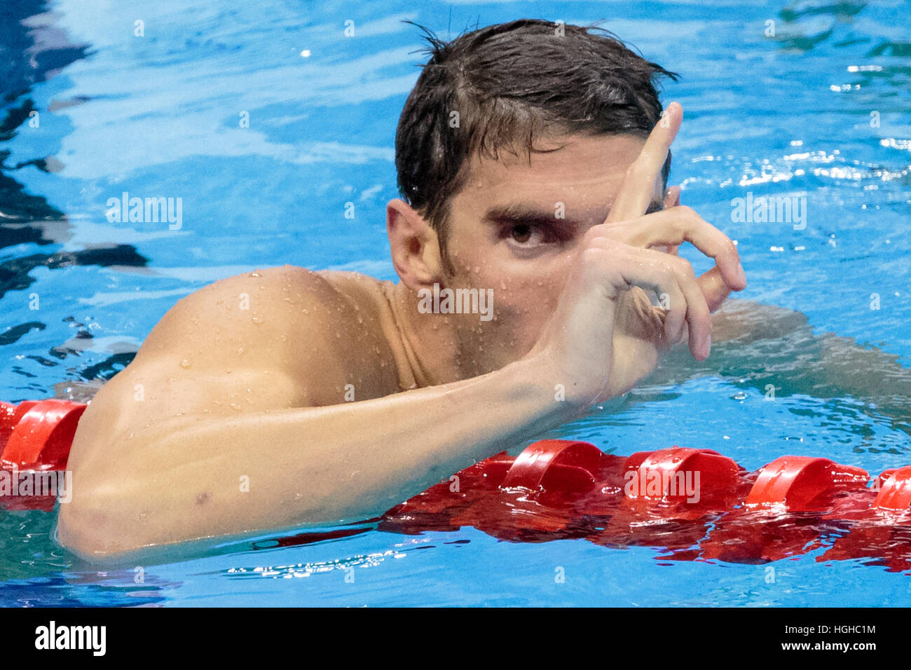 Rio De Janeiro, Brasilien. 11. August 2016. Michael Phelps (USA) Sieger im Wettbewerb der Herren 200m Lagen Finale im 2016 Olympischen Sommer Ga Stockfoto