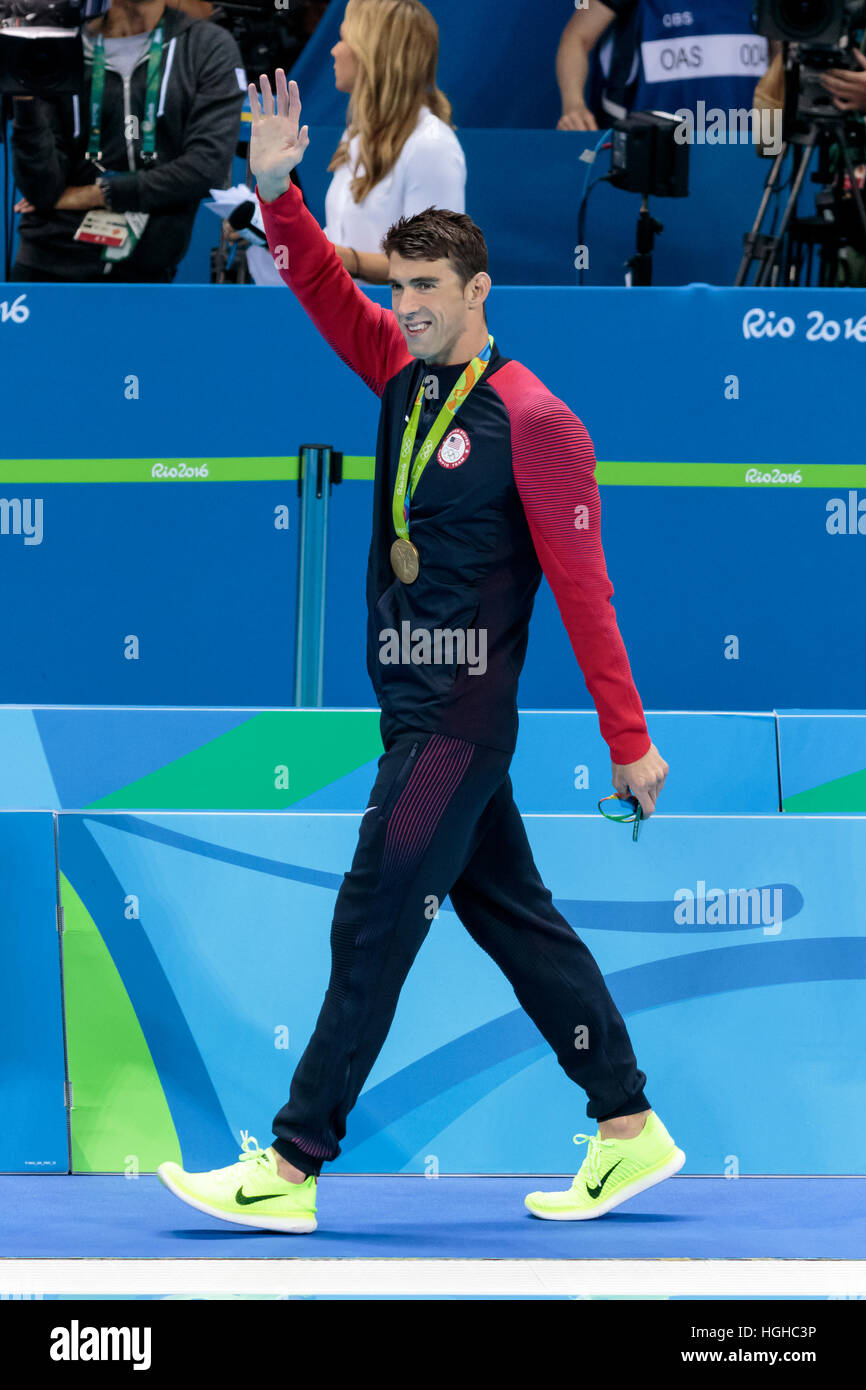 Rio De Janeiro, Brasilien. 11. August 2016. Michael Phelps (USA) Gewinner, der die Männer 200m Lagen Finale bei den Olympischen Sommerspielen 2016. © Paul Stockfoto