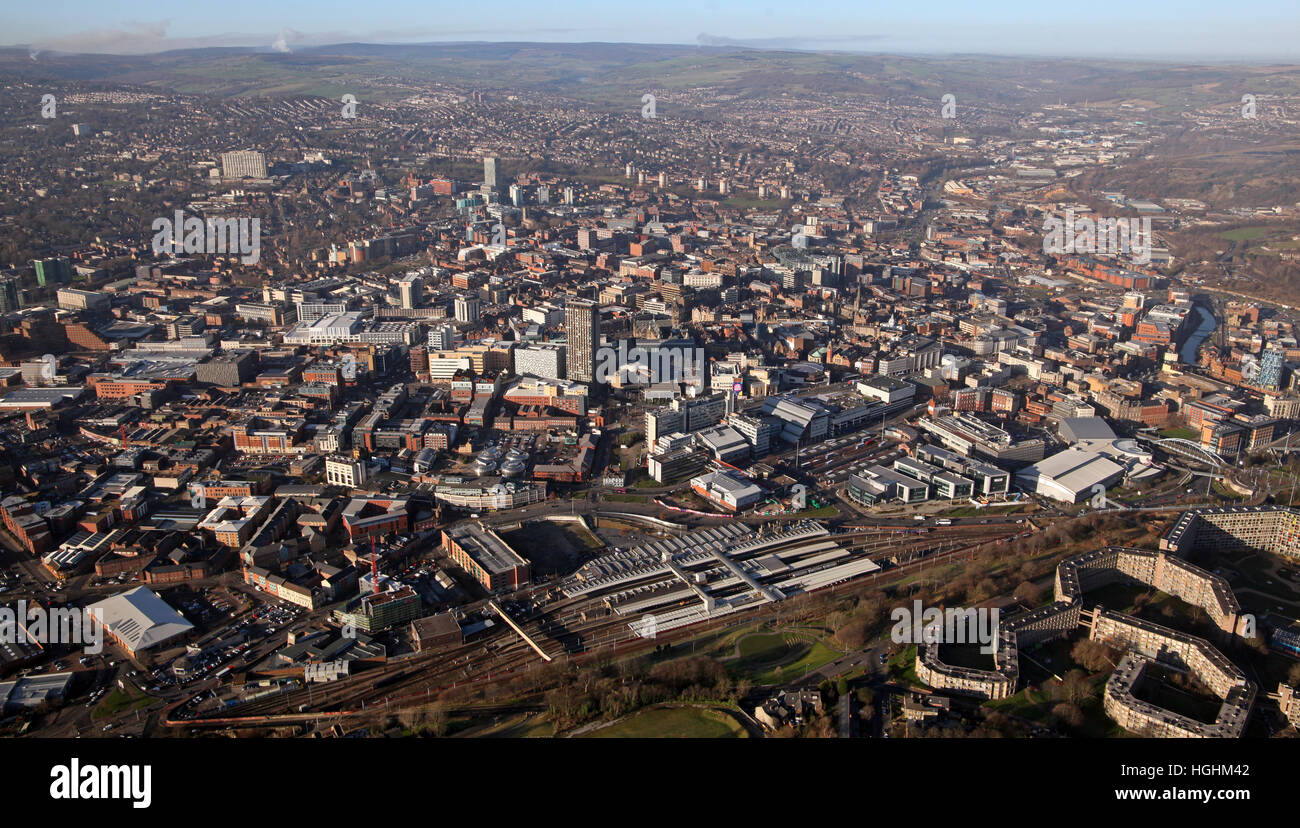 Blick auf die Skyline der Sheffield Stadtzentrum, South Yorkshire, Großbritannien Stockfoto