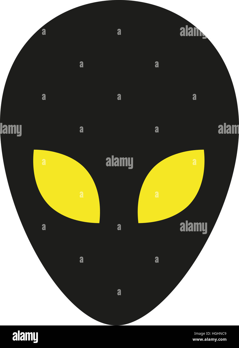 Alien-Kopf mit gelben Augen Stockfoto