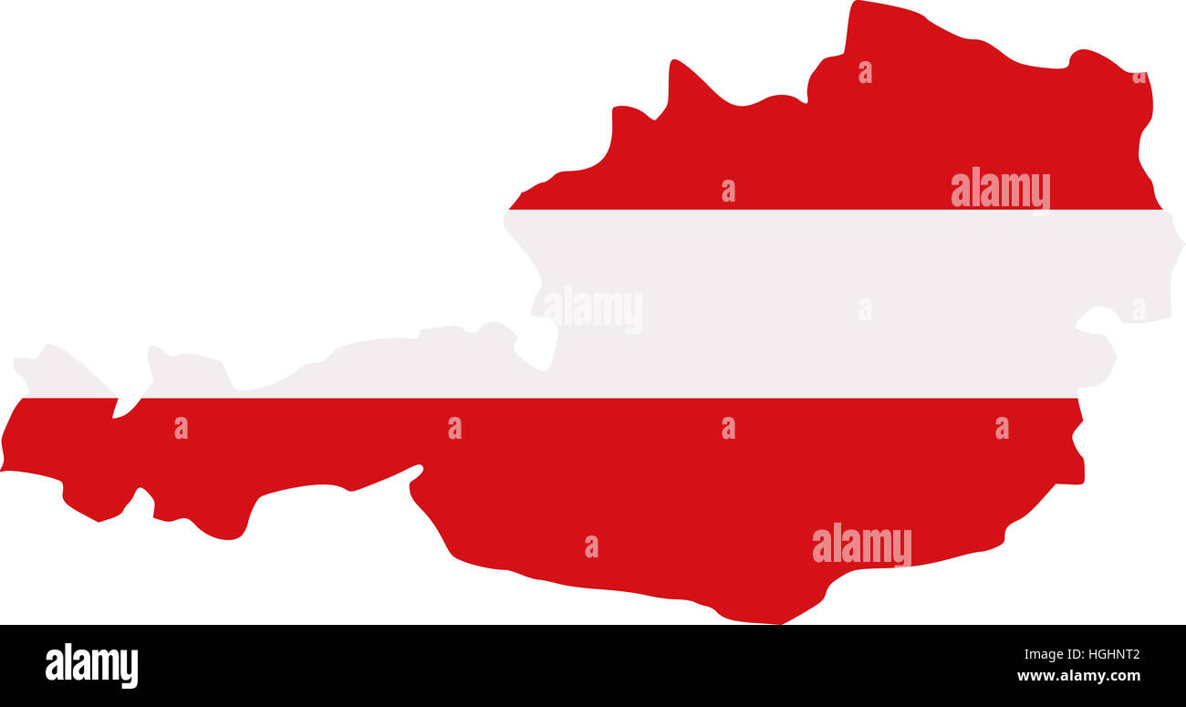 Österreich Karte mit Flagge Stockfoto