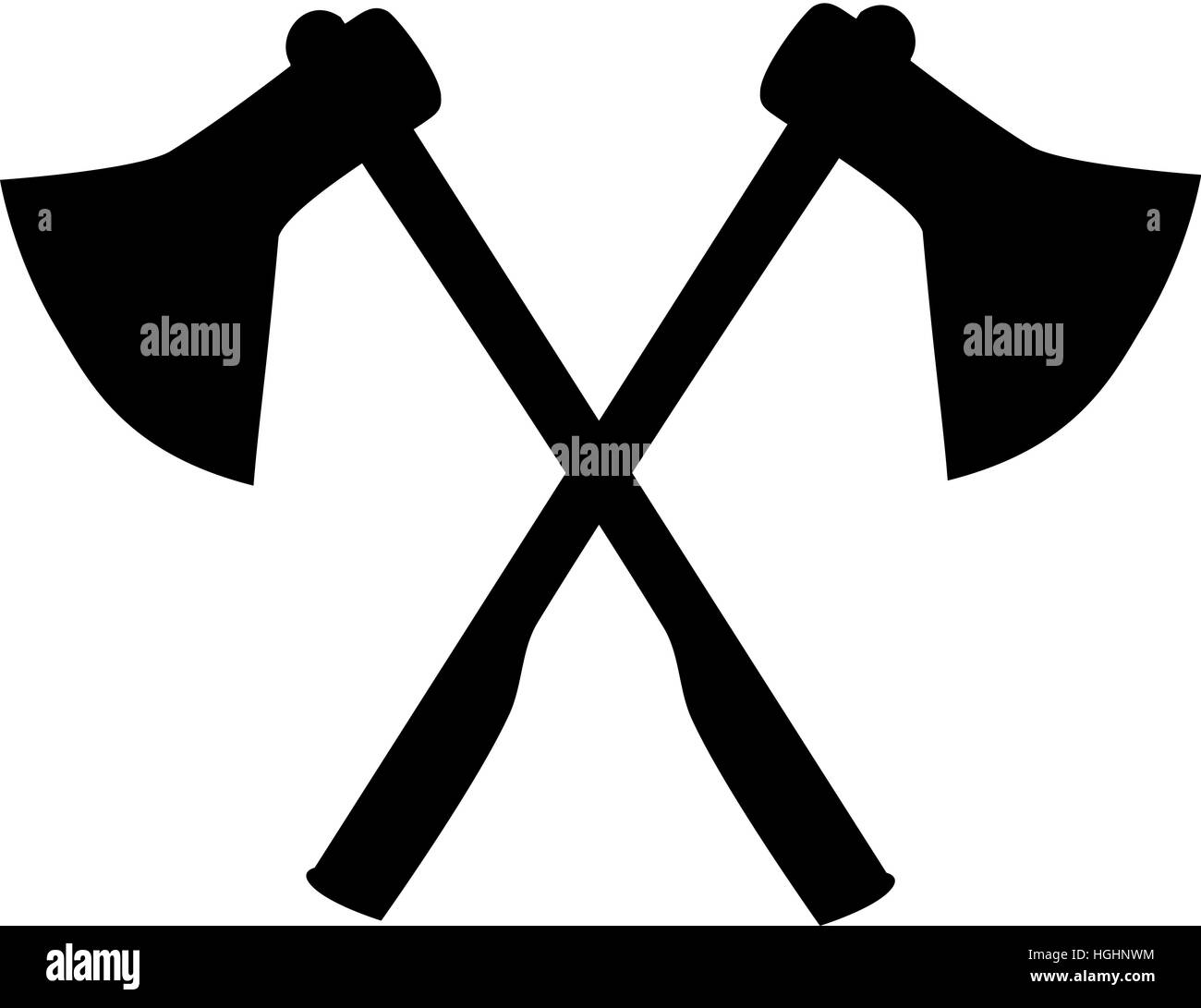 Scharfe Streitäxte gekreuzt Stockfoto