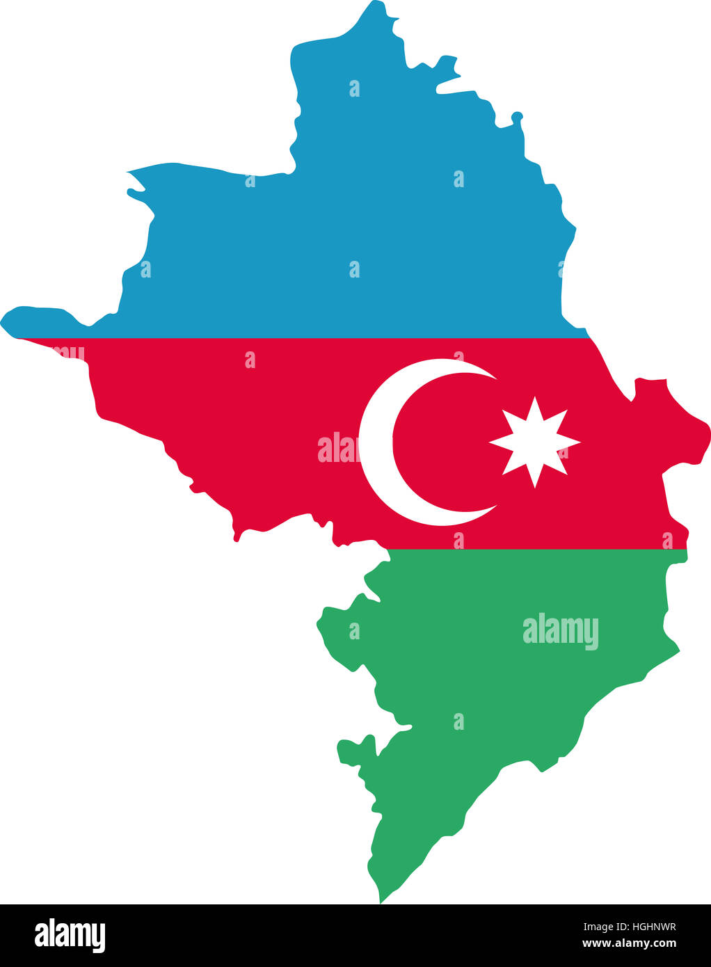 Aserbaidschan-Karte mit Flagge Stockfoto