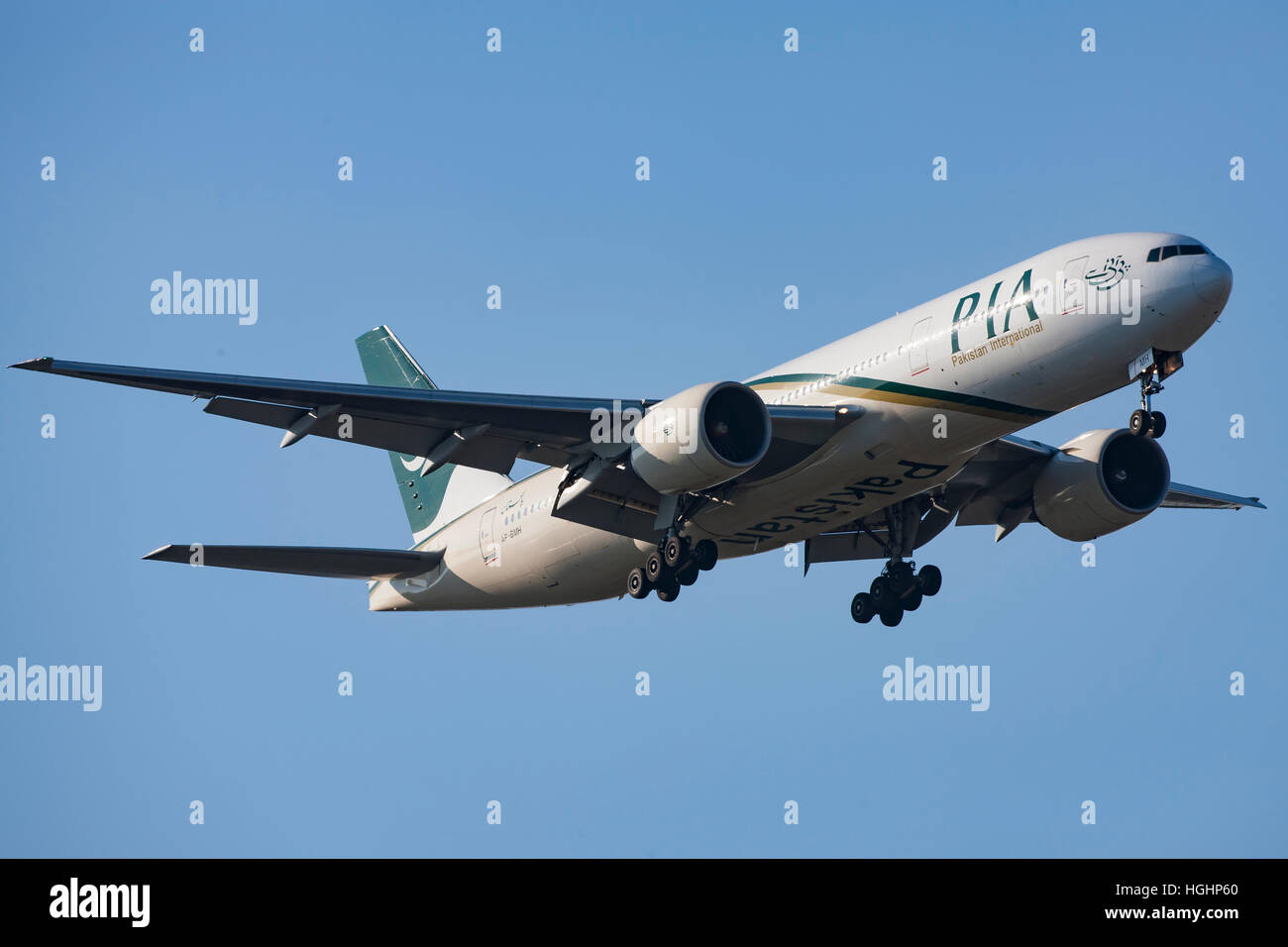 Pakistan International Airline Landung in Kopenhagen Stockfoto