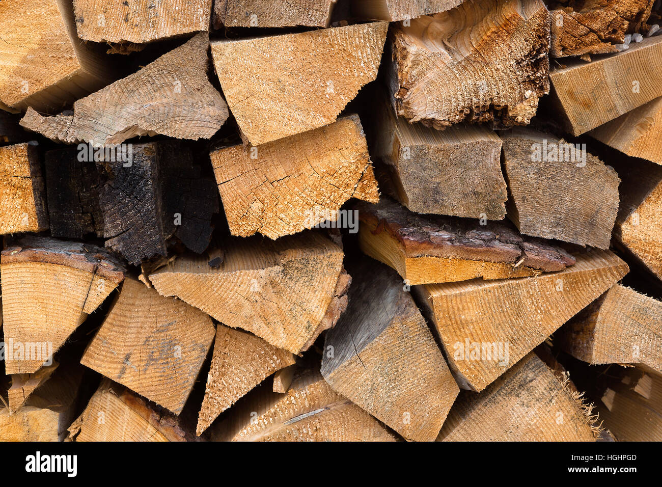 Hölzerne Stacks für Brennholz Stockfoto