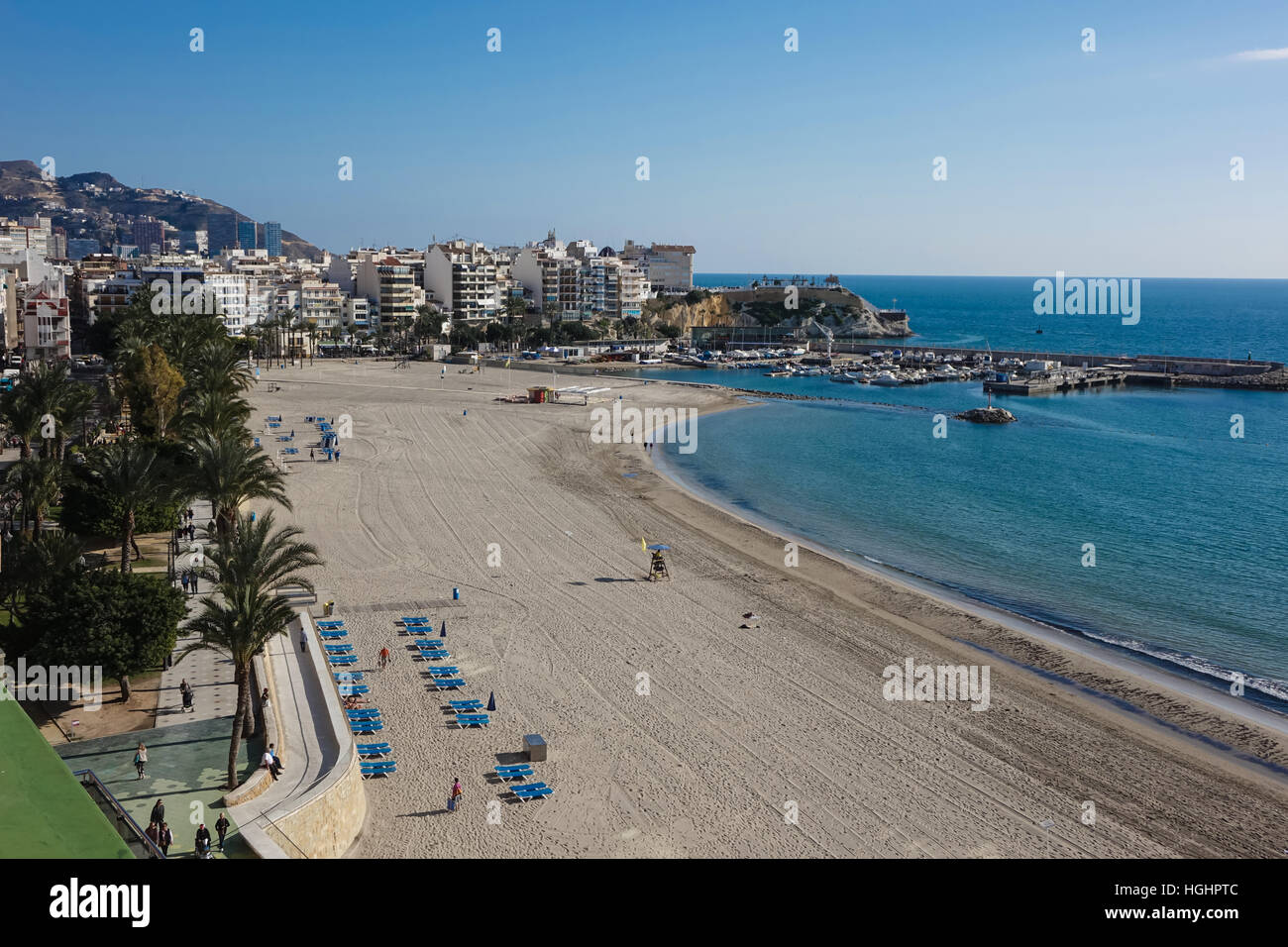 Blick von der Marconi Hotel Poniente Strand, Benidorm, Provinz Alicante, Spanien, Europa Stockfoto