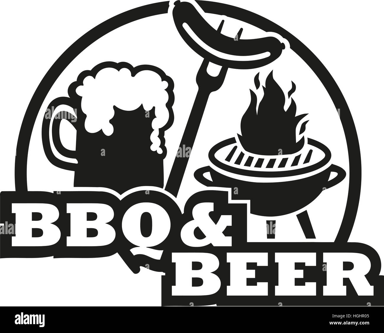 BBQ und Bier mit Grill und Wurst Stockfotografie - Alamy