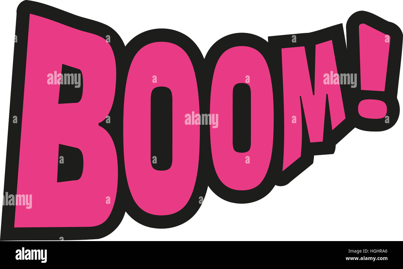 Booom Cartoon Wort Stockfoto