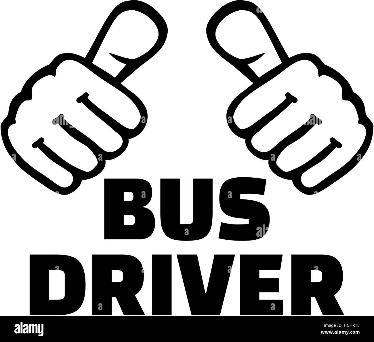 Busfahrer mit Daumen für Hemden Stockfoto