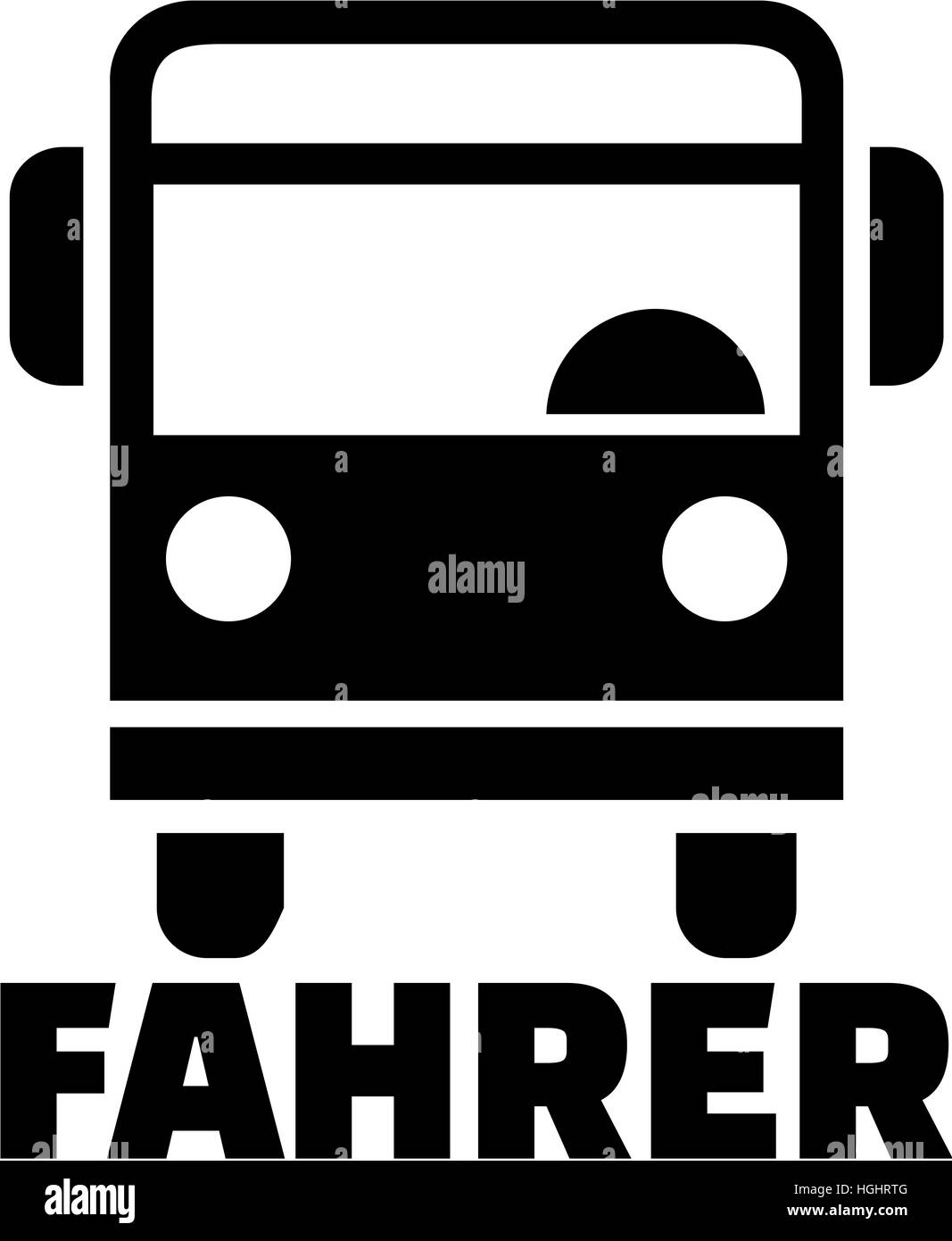 Bus-Symbol und Fahrer. Deutsch. Stockfoto