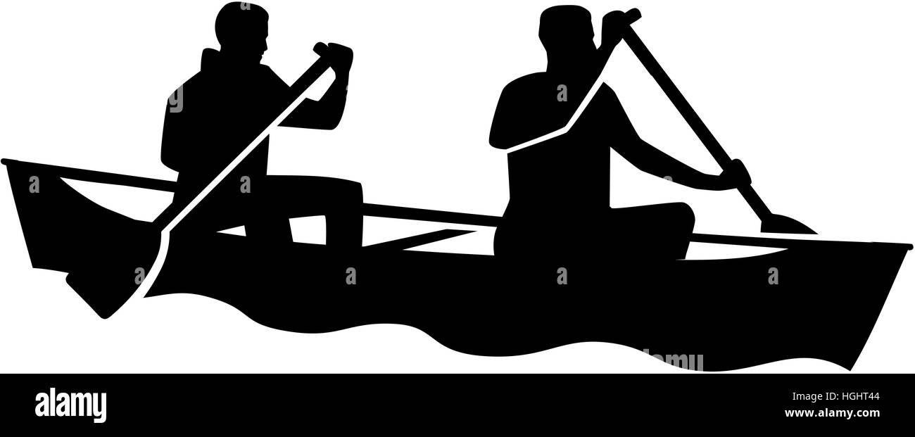 Zwei Mann in einem Kanu. Kanu fahren. Stockfoto