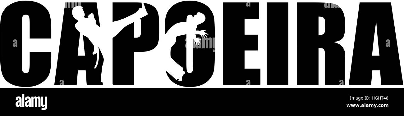 Capoeira-Wort mit Ausschnitt Silhouetten Stockfoto