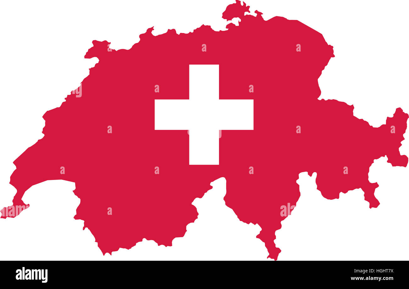 Karte der Schweiz mit Flagge Stockfoto