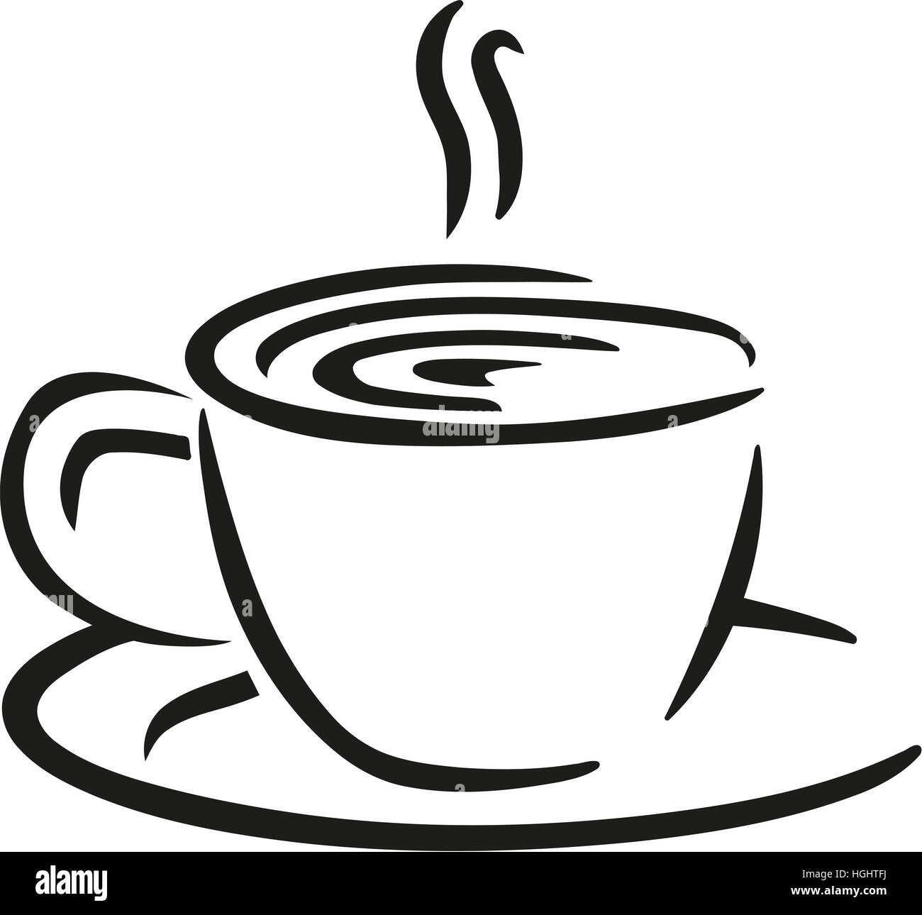 Kaffeetasse-Kalligrafie-Stil Stockfoto