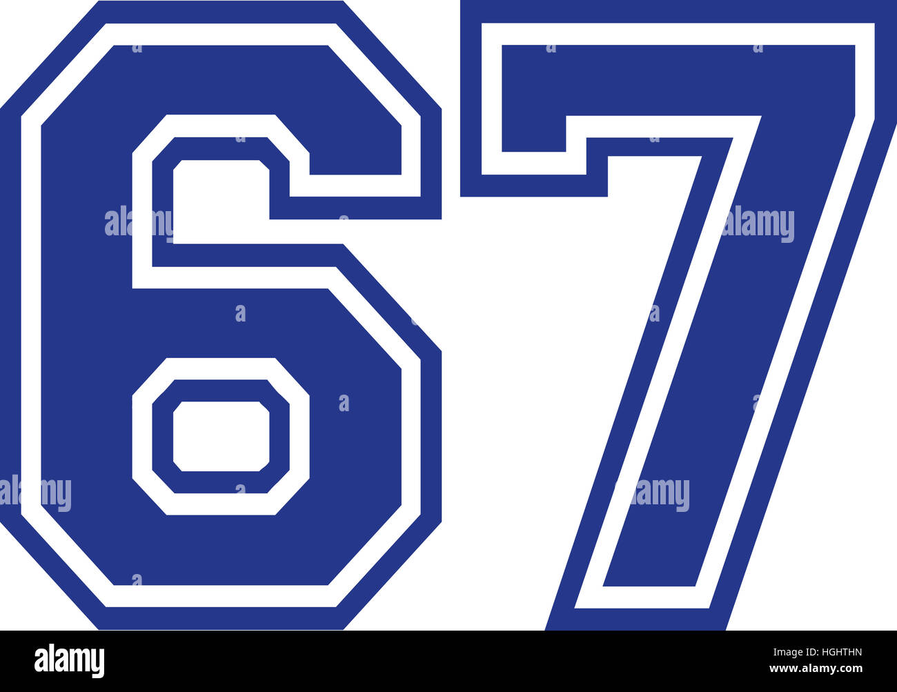 Siebenundsechzig College Nummer 67 Stockfoto