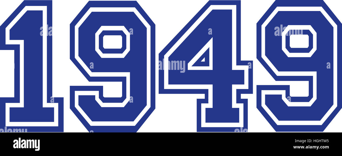 1949 Jahr College Schriftart Stockfoto