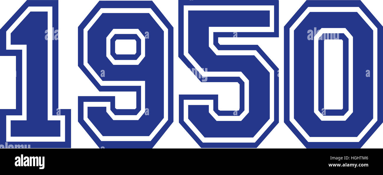 1950 Jahr College Schriftart Stockfoto