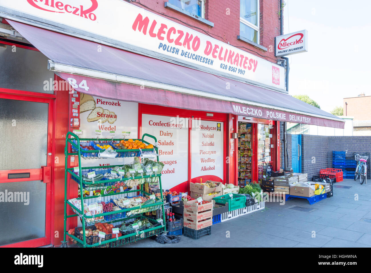 Mleczko polnische Delikatessen, South Ealing Road, Ealing, London Borough of Ealing, Greater London, England, United Kingdom Stockfoto