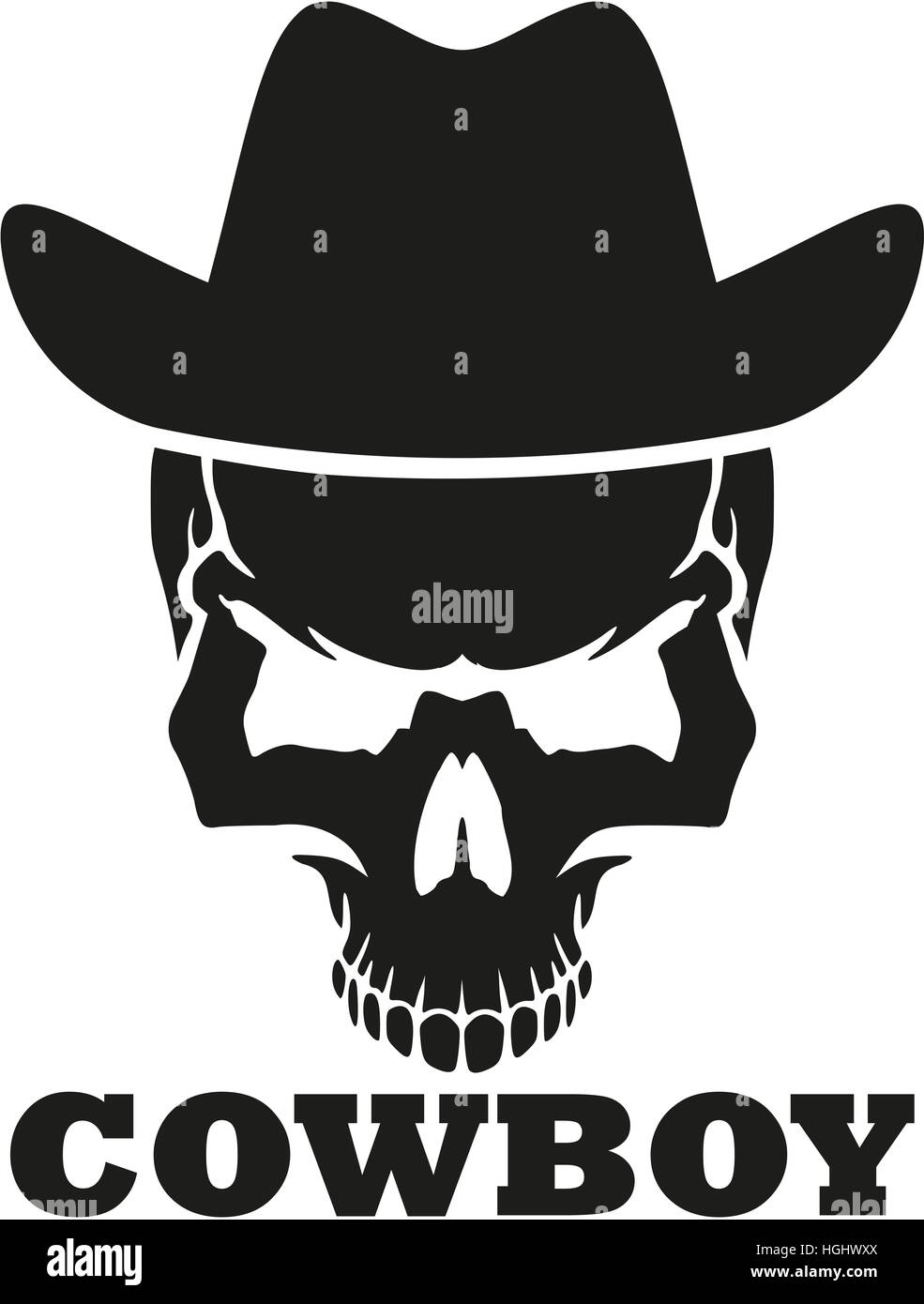 Cowboy Totenkopf mit western Hut Stockfoto
