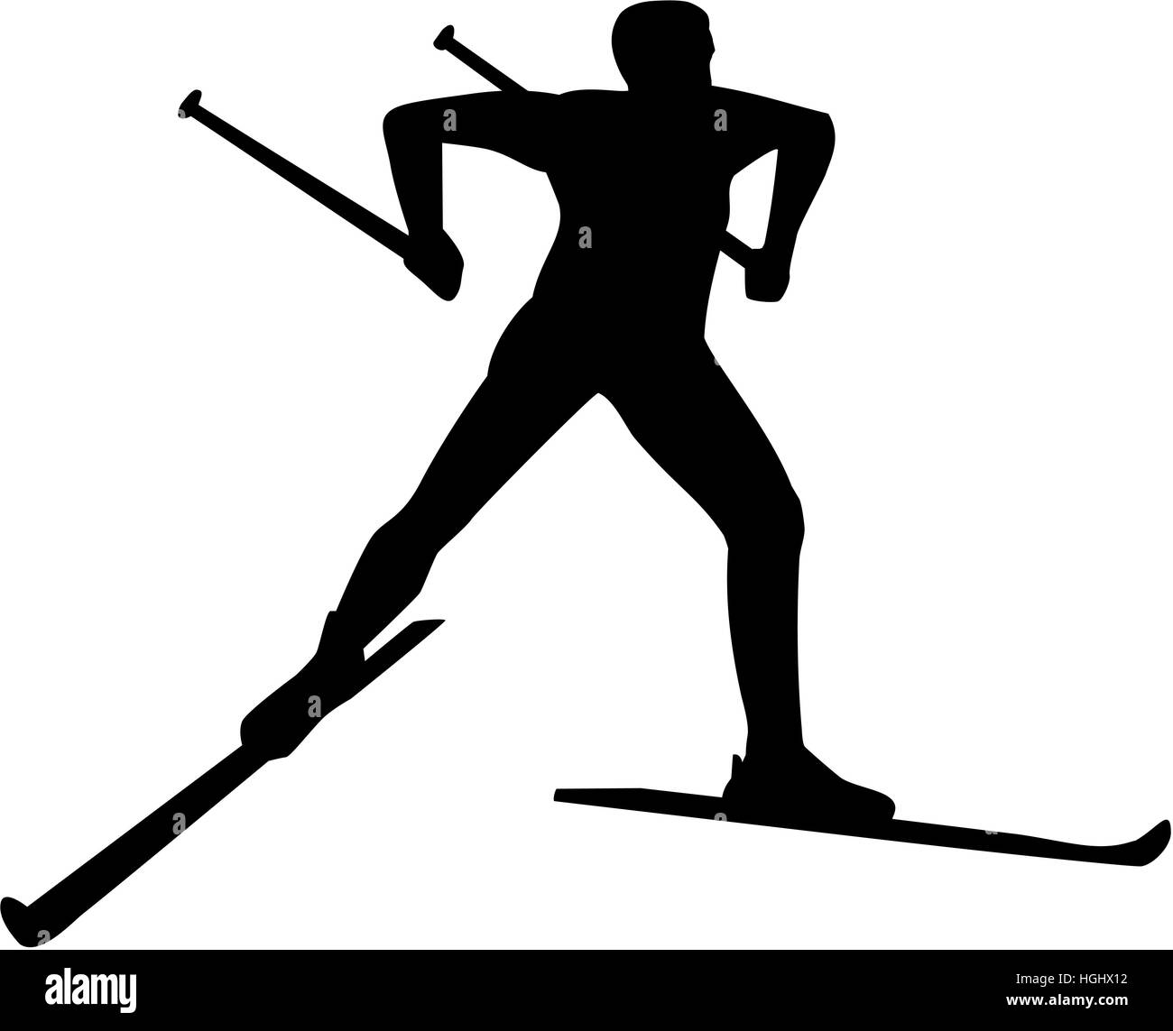 Cross Country Ski silhouette Stockfoto