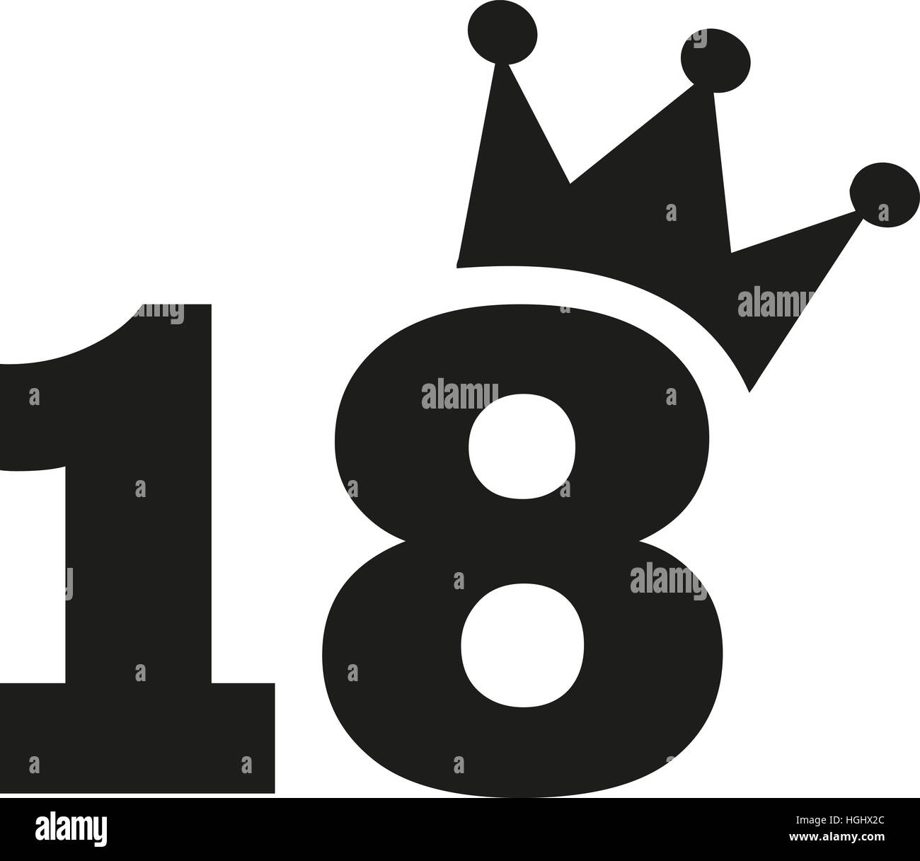 18. Geburtstag Nummer Krone Stockfotografie Alamy