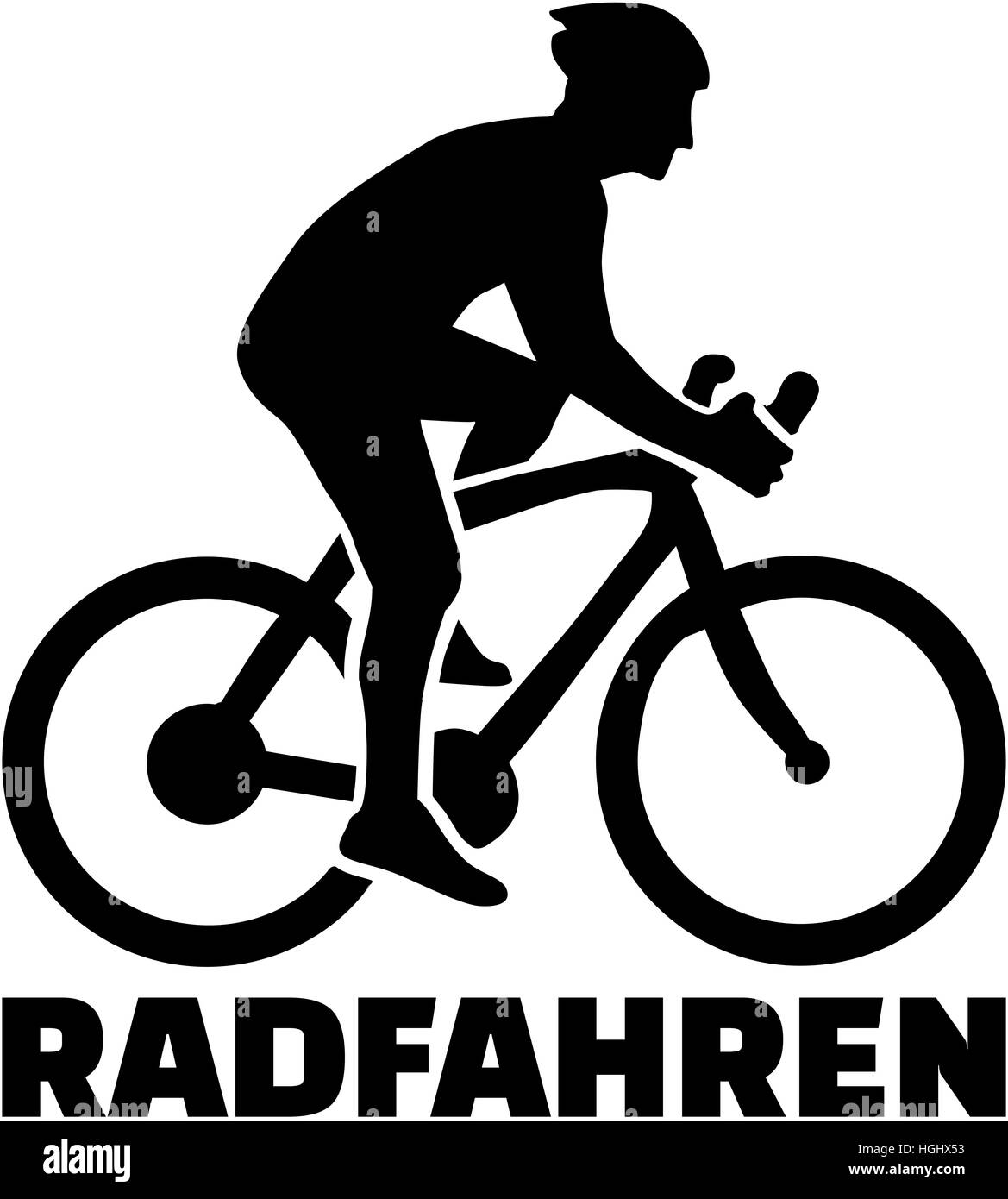 Radfahrer mit deutschen Wort Cycling Stockfoto