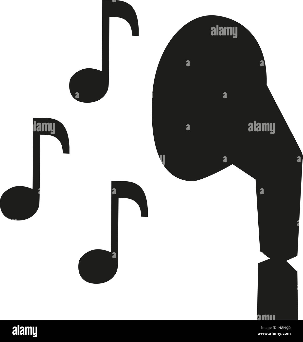 Kopfhörer-Symbol mit Noten Stockfoto