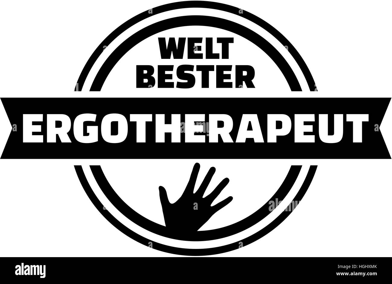 Weltweit beste Ergotherapeutin. Schaltfläche "deutsche". Stockfoto