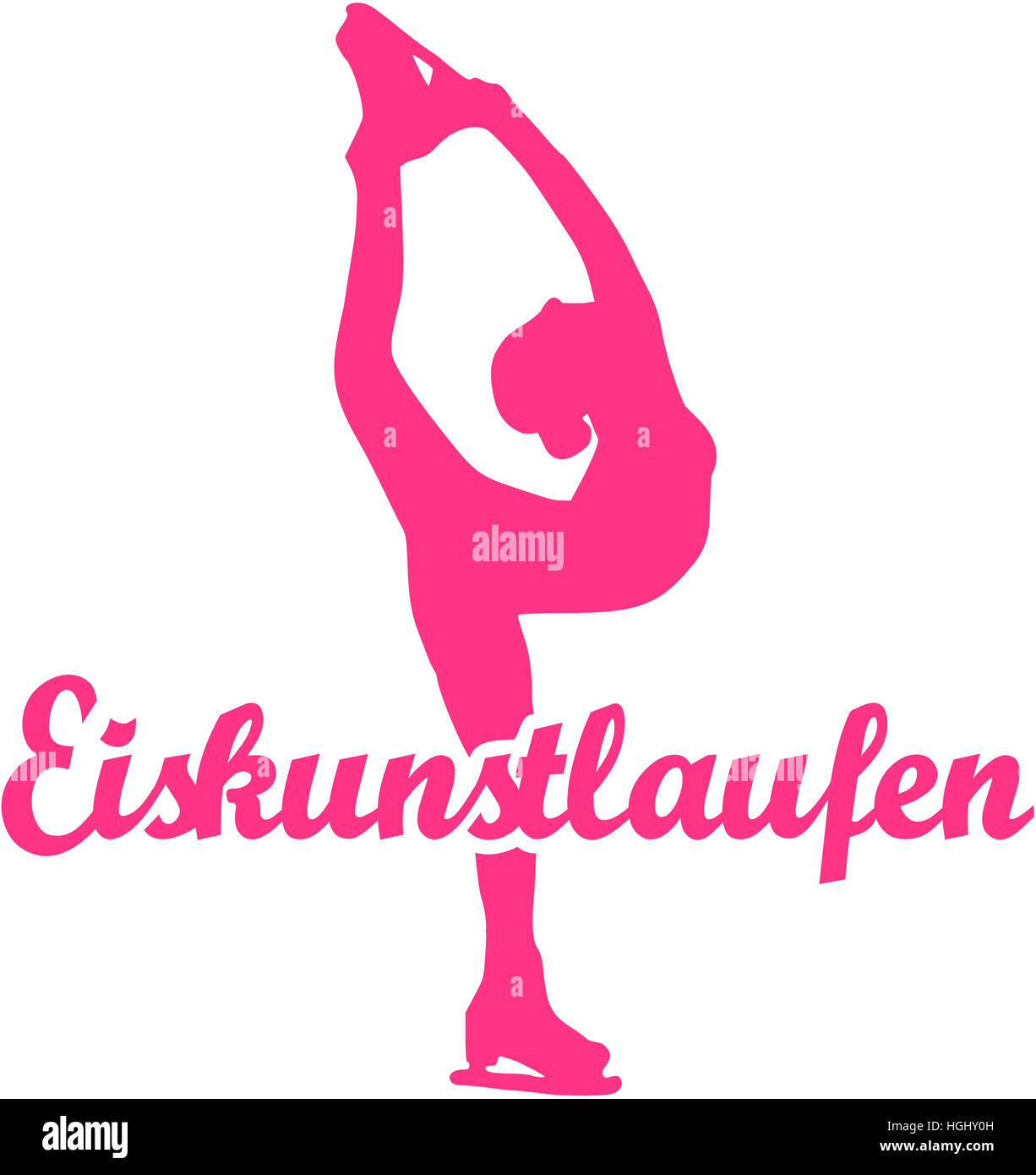Eiskunstlauf mit Silhouette und deutschen Wort Stockfoto