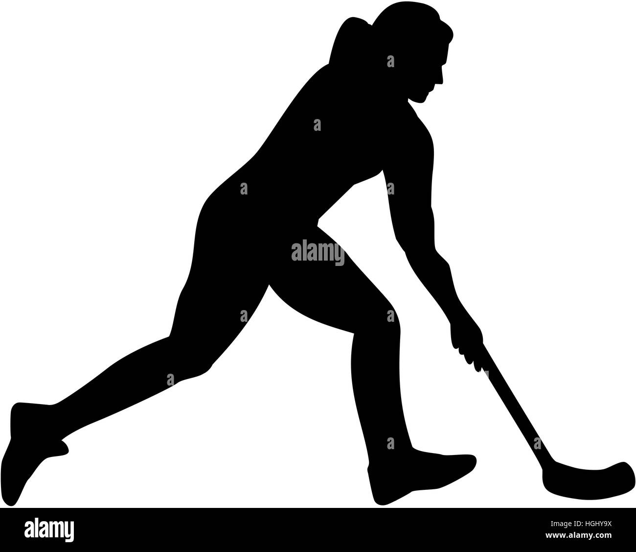 Floorball Spielerin silhouette Stockfoto