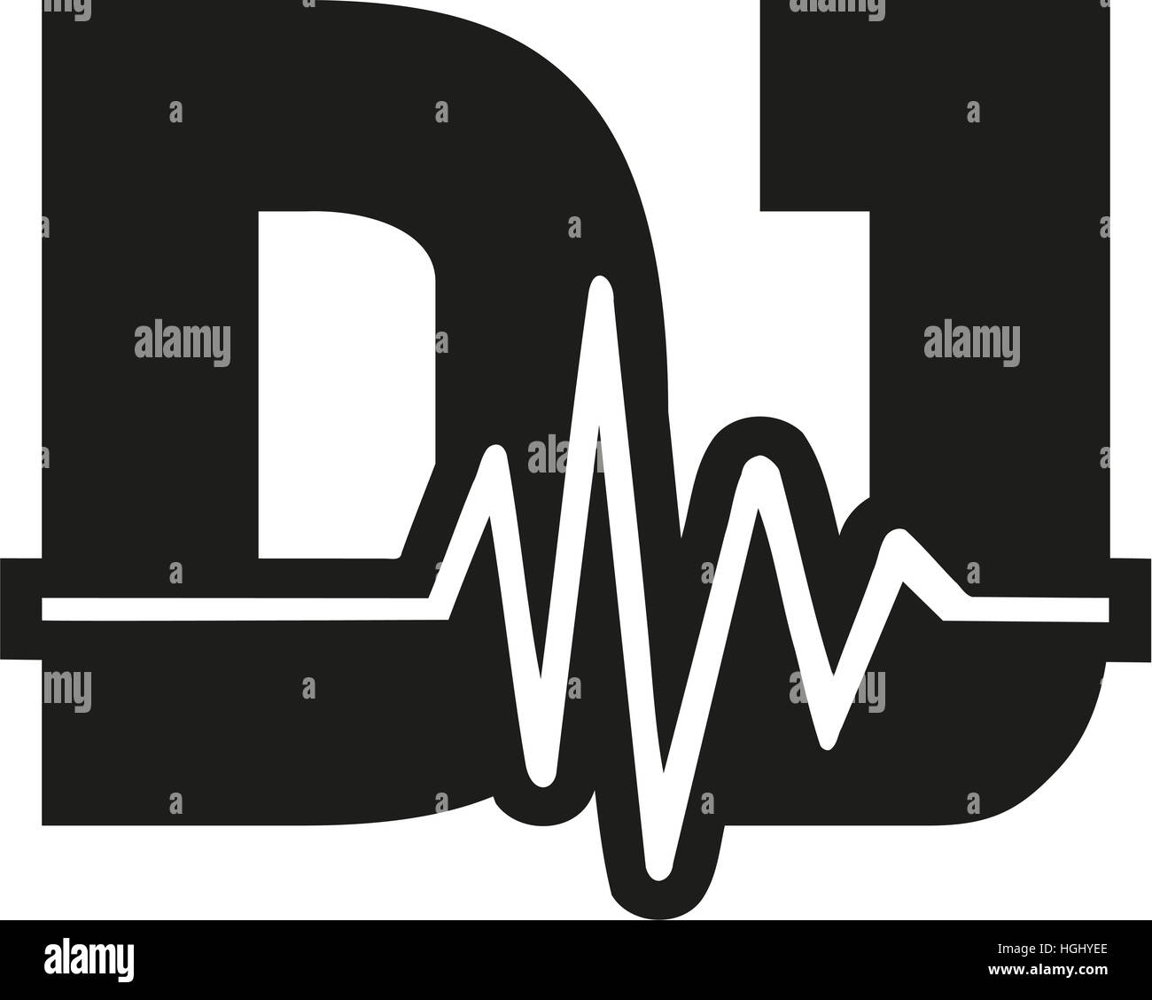 DJ-Wort mit soundwave Stockfoto