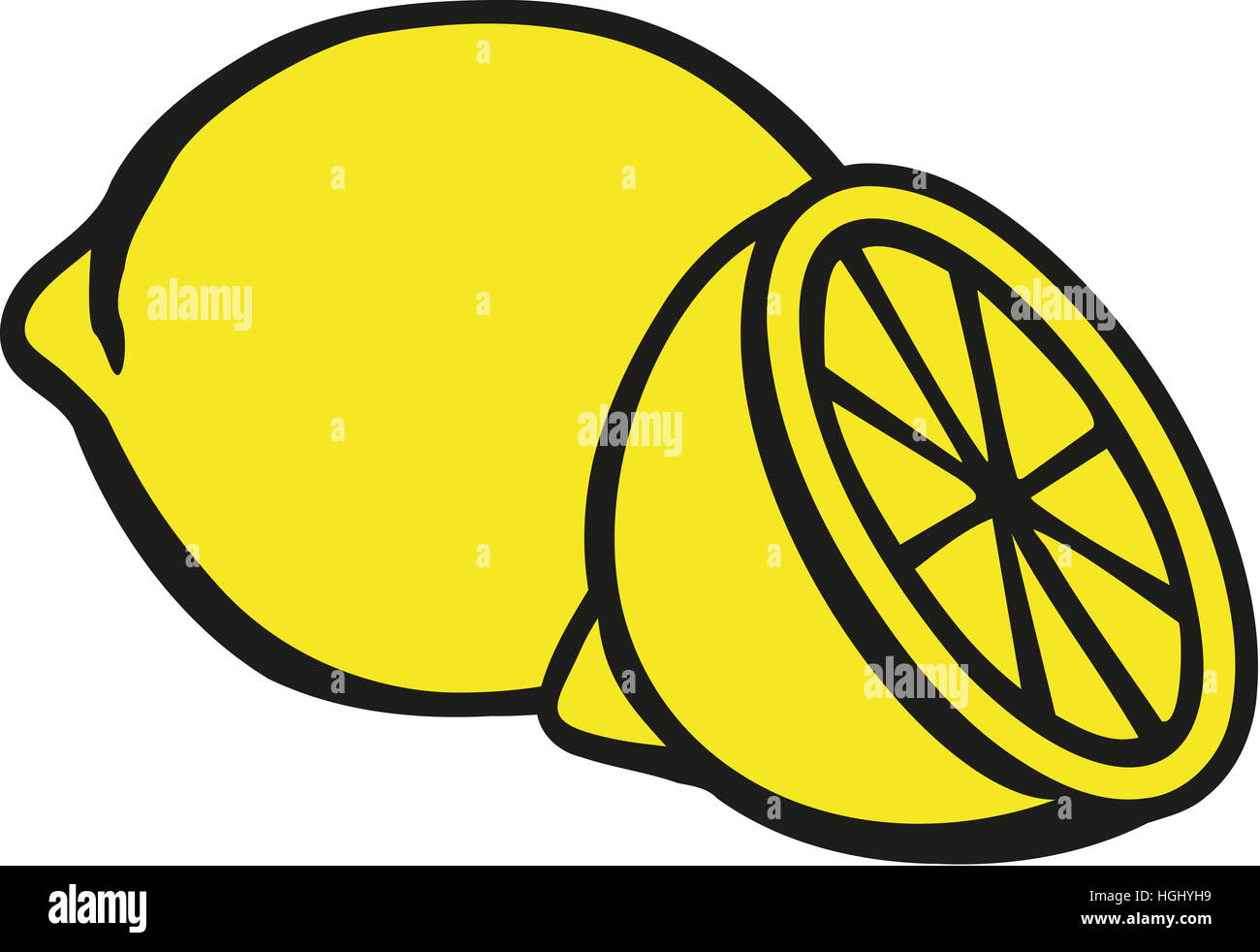 Zitrone mit in Scheiben geschnittenen Zitrone Stockfoto