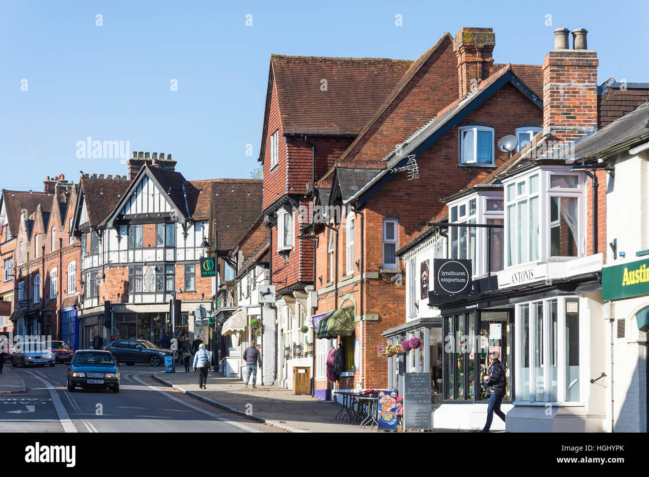 High Street, Lyndhurst, Hampshire, England, Vereinigtes Königreich Stockfoto