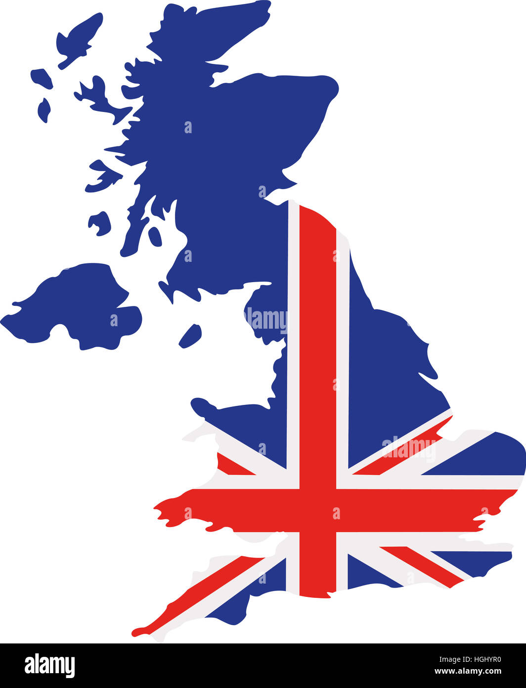 Vereinigtes Königreich-Karte mit Flagge Stockfoto