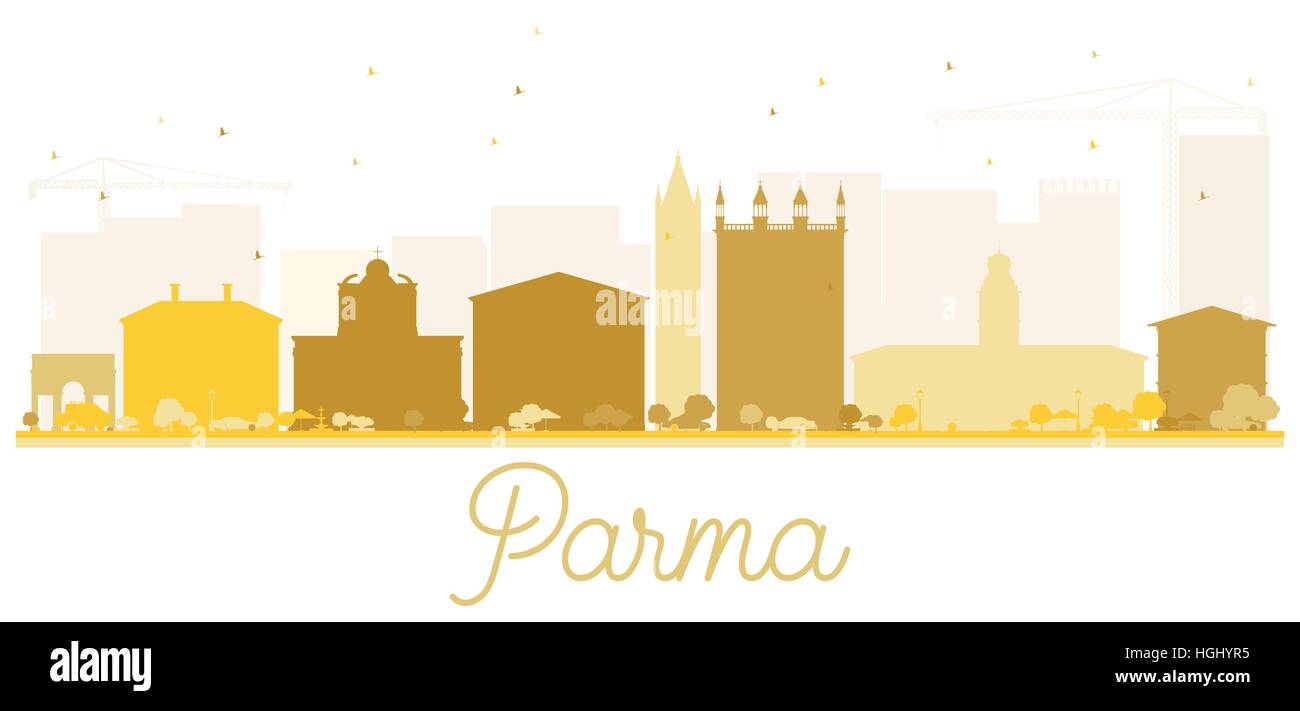Parma Skyline der Stadt goldene Silhouette. Vector Illustration. einfache flache Konzept für Tourismus Präsentation, Banner, Plakat oder Website. Stock Vektor
