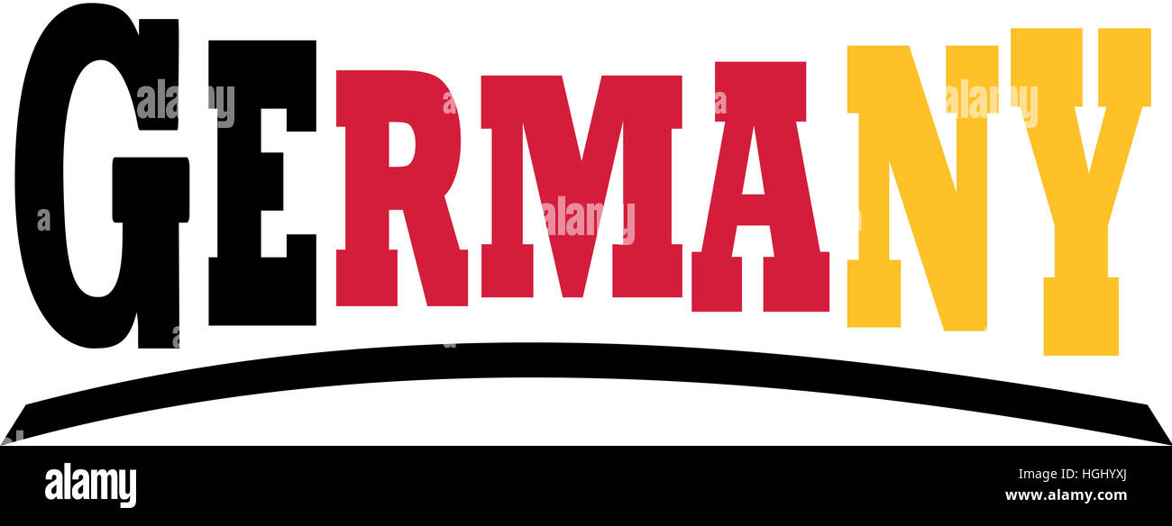 Deutschland-Wort in den Farben der Flagge Stockfoto