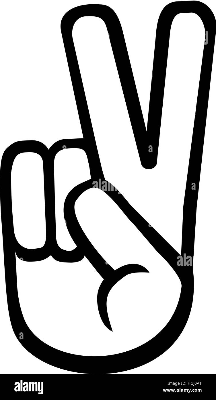 Frieden-Hand mit zwei Fingern Stockfoto