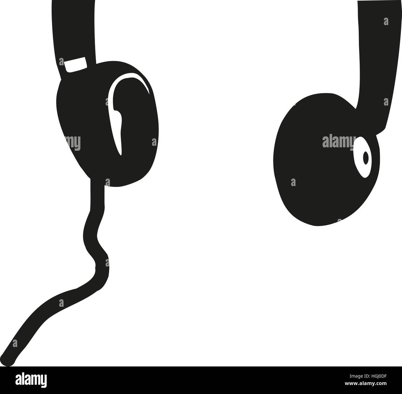 Kopfhörer um den Hals hängen Stockfoto