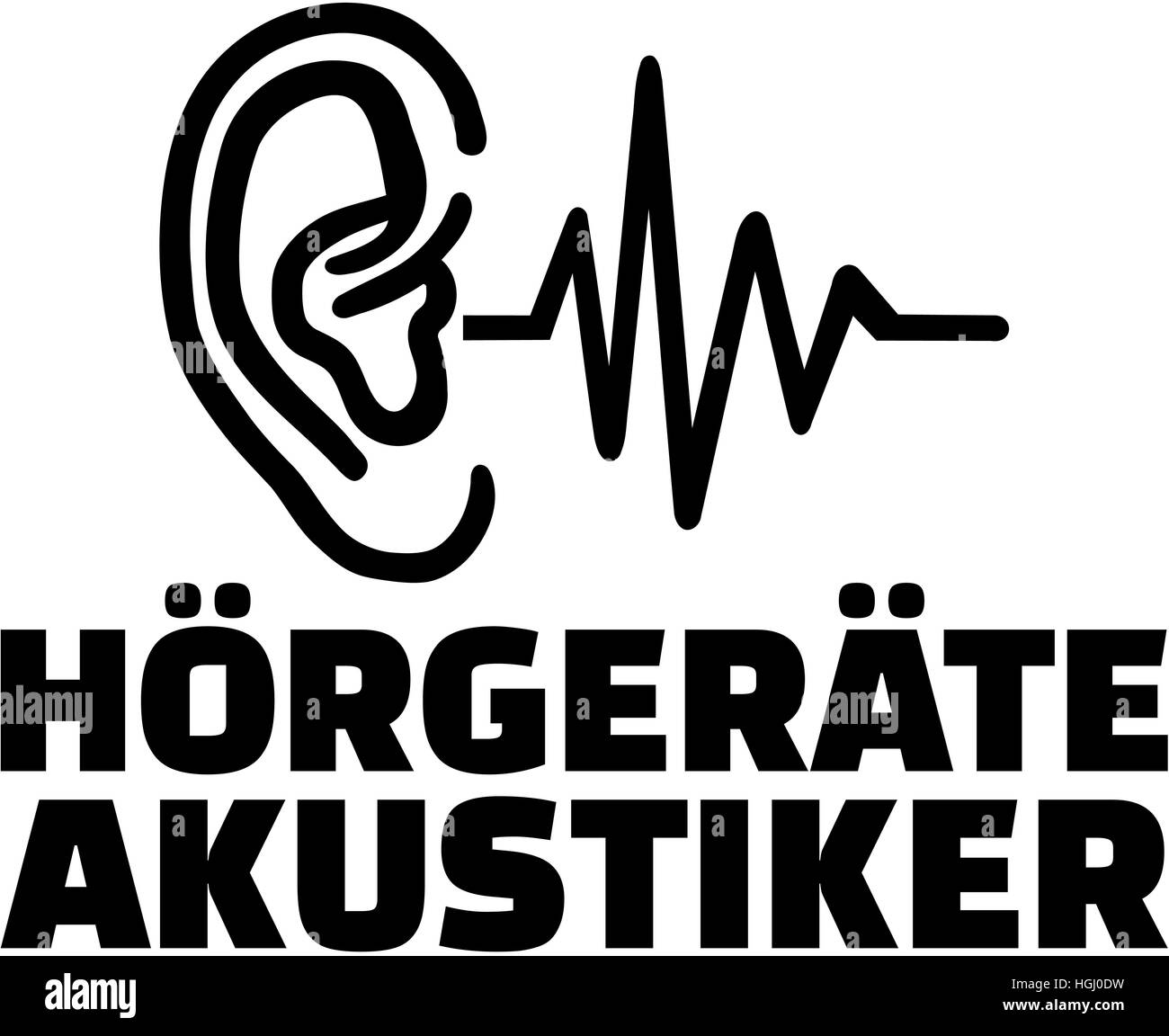 Hörgeräteakustiker mit Symbol. Deutsch Stockfoto