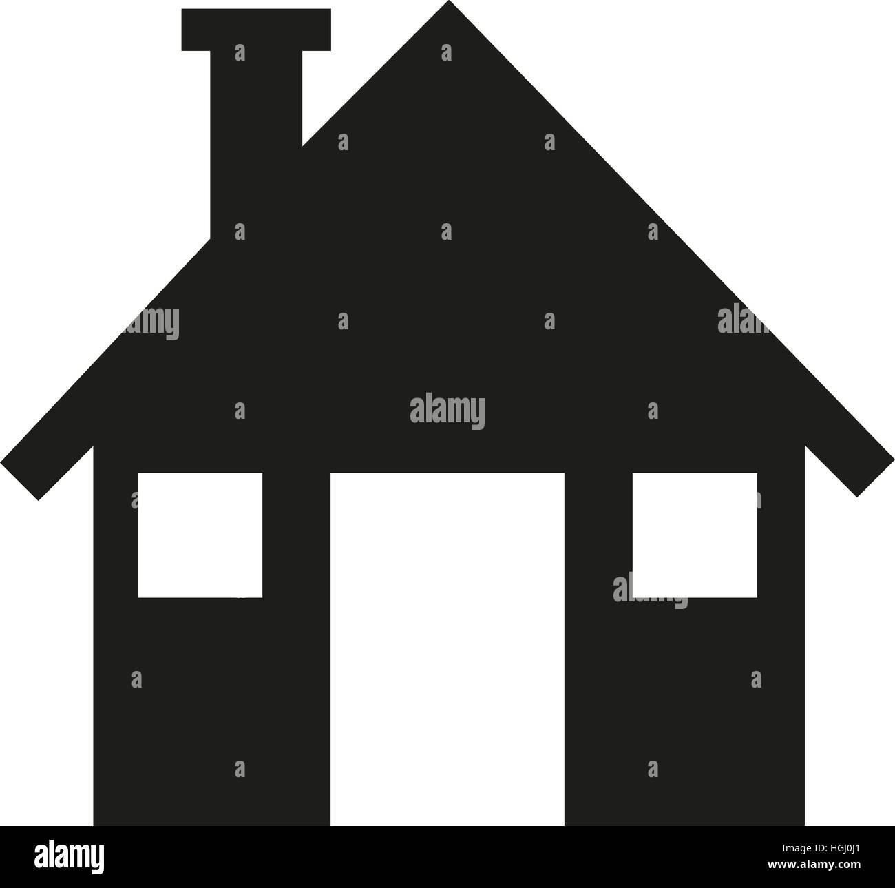Haus-Symbol mit Tür und Fenster Stockfoto