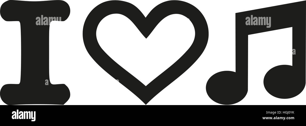 Ich liebe Musik-Noten Stockfoto