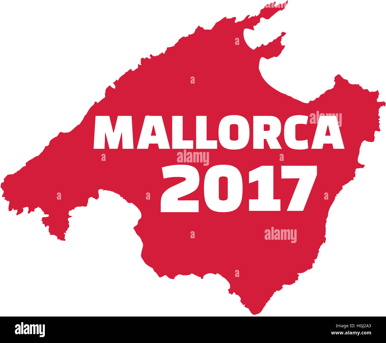 Mallorca Karte mit Mallorca 2017 Stockfoto